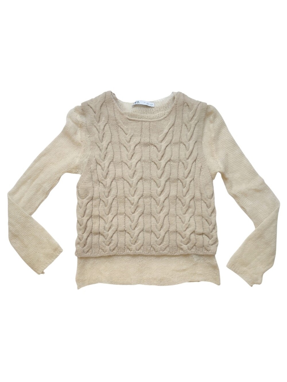 Zara Écru Combination Knit Sweater W/Vest Size Small